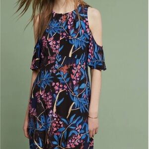 Maeve Anthropologie Elia Cold Shoulder Dress Size 4 Small Floral for SPRING!